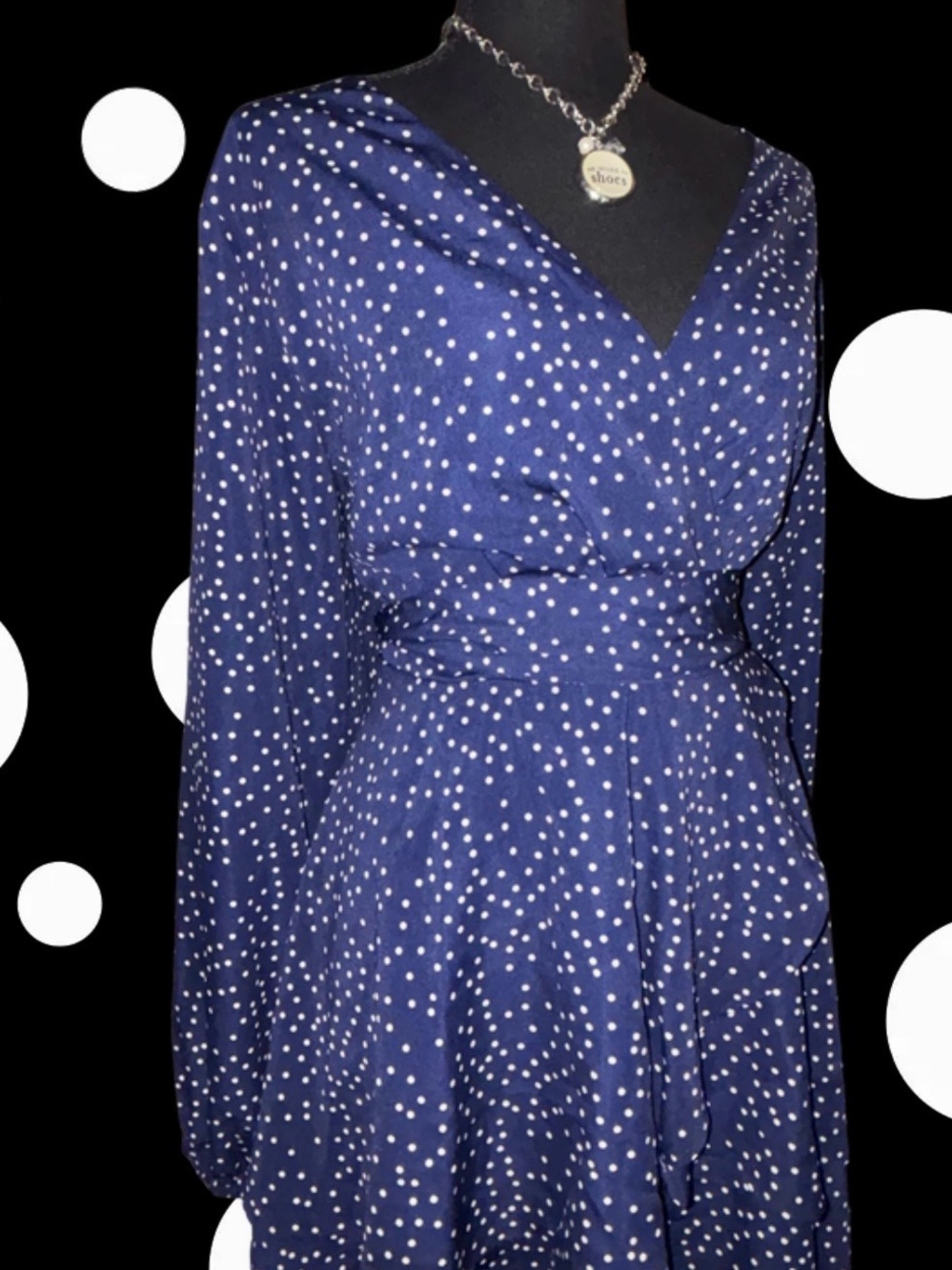 Amazon Navy Blue Polka Dot Mini Dress